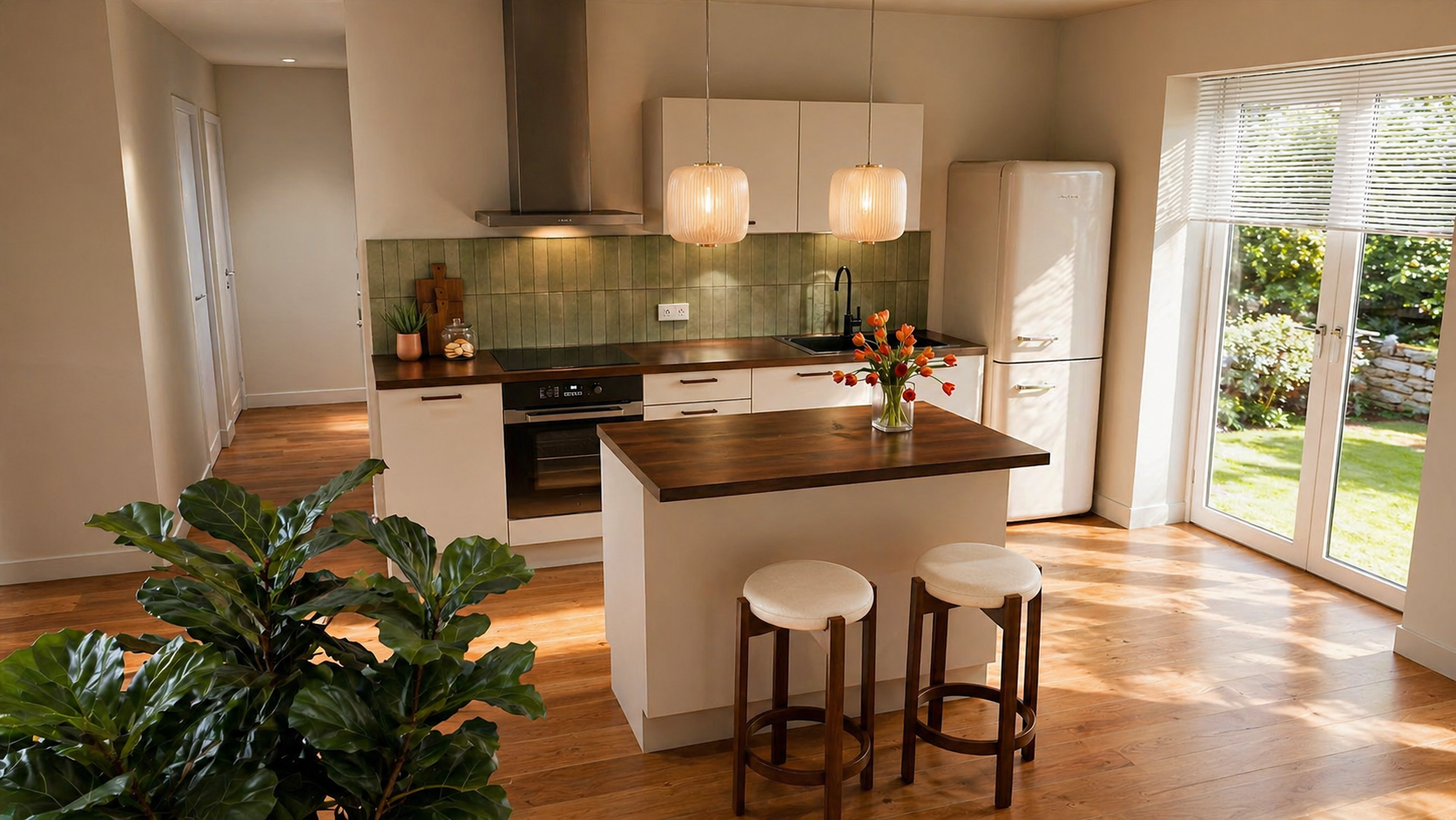 Cuisine équipée avec îlot dans une maison Maisons Futées